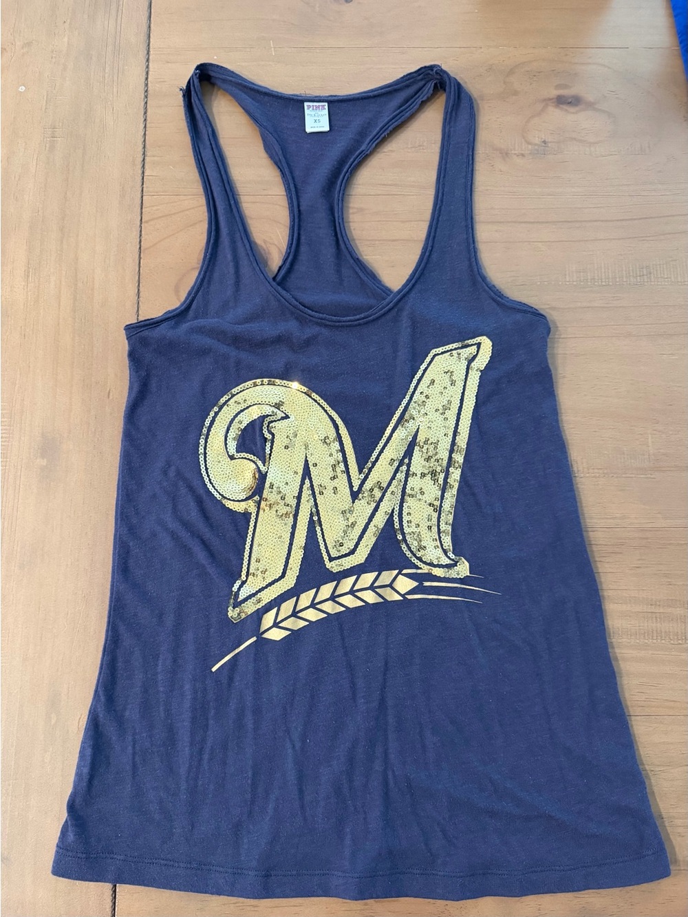 PINK Victoria's Secret Milwaukee Brewers Navy Racerback Tank